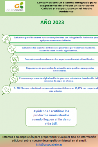 DESEMPEÑO DE CALIDAD 2023 GRUPO ABETO